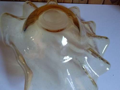 Large Amber Oyster Glass Bowl