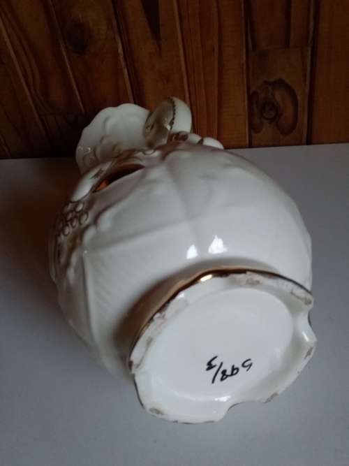 Vintage Ivory and Gold Glazed Ceramic Decorative Vase