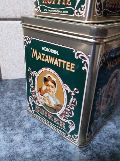 Set of Three Mazawattee Bilingual Tins - Coffee, Tea and Sugar