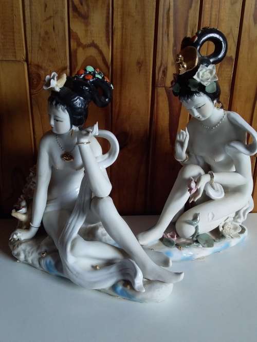 Set of Oriental Figurines with Some Defects