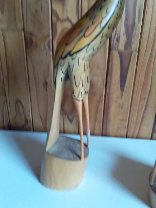 Set of Two Tall Impressive Wooden Birds