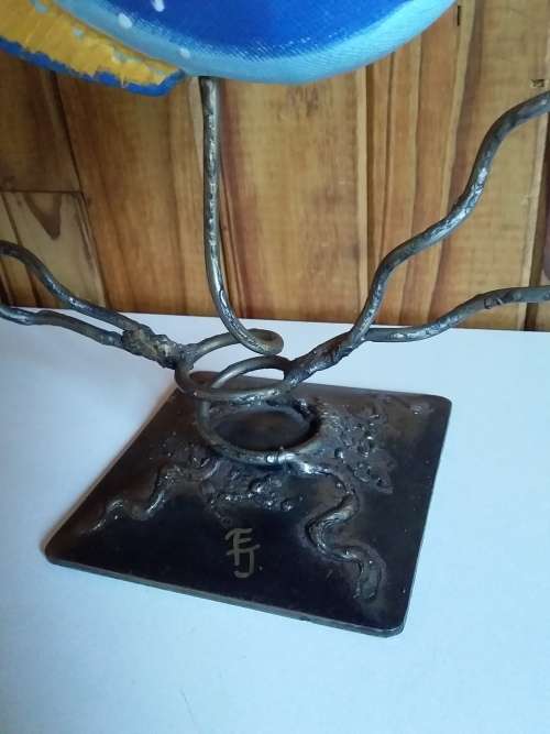 Metal and Other Fish Sculpture with Artist Initials