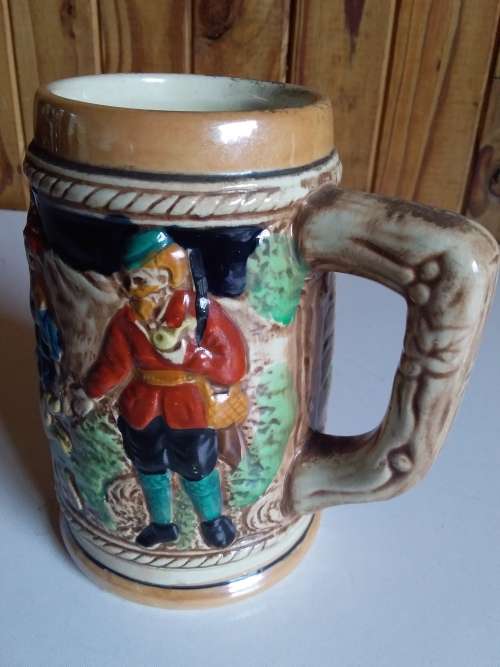 Vintage Beer Mug with Raised Detailed - Stamped Japan