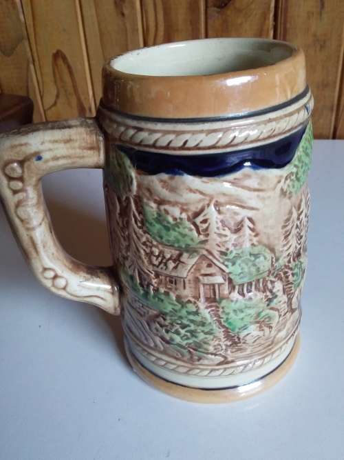 Vintage Beer Mug with Raised Detailed - Stamped Japan