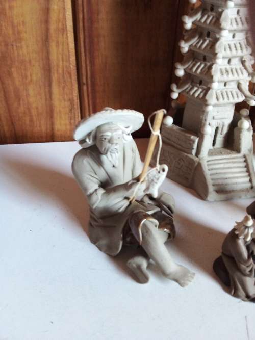 Vintage Detailed Stoneware Oriental Ornaments