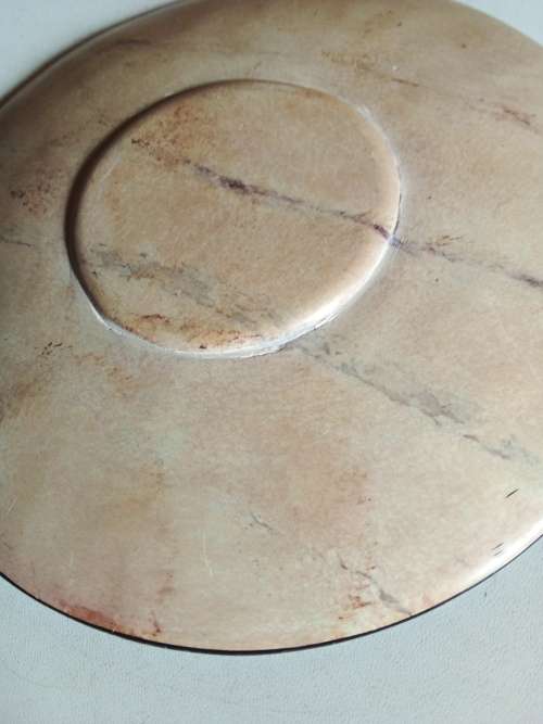 Stoneware Dish Showing Artistic Design ofWorld Map