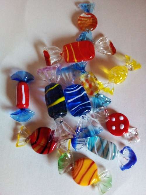 11 x Glass Sweets in Vibrant Colours