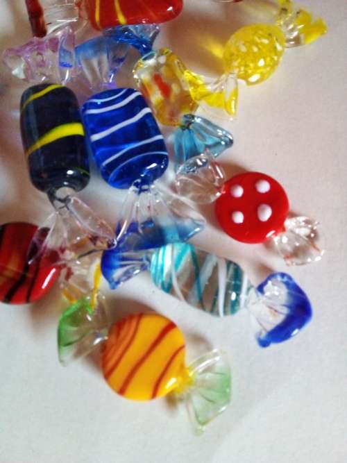 11 x Glass Sweets in Vibrant Colours