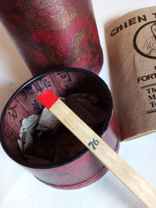 Oriental Fortune Sticks in Decorative Wooden Container