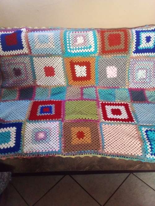 Hand Croquered Wool Blanket 130cm x 115cm