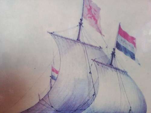 High Definition Print on Board of Ancient Galleons at War