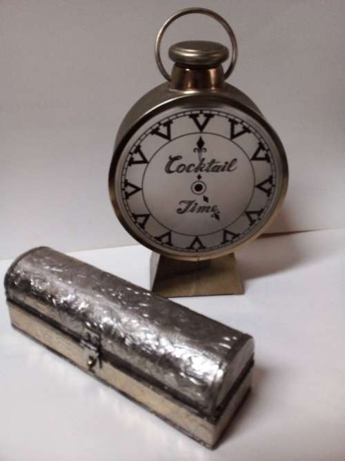 Musical Cocktail Metal Decanter and Wood Pen Holder