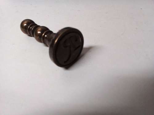 Initial Seal Set with Brass `Letter R` Seal - Preused