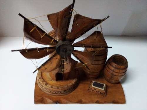Wood and Metal Windmill with Barrels Ornament