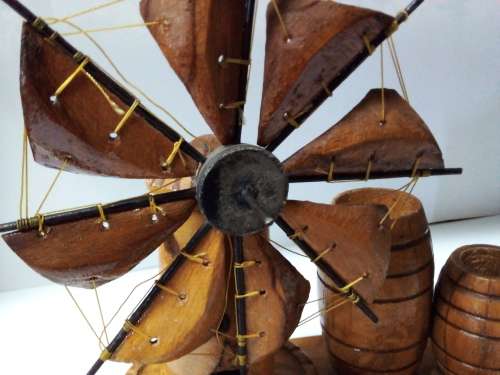 Wood and Metal Windmill with Barrels Ornament