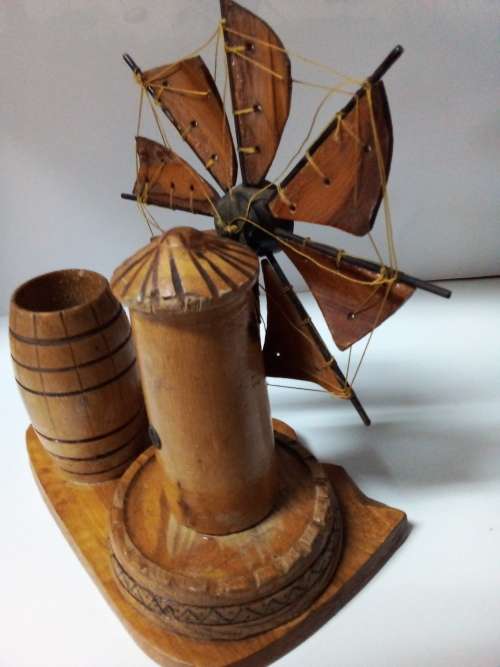 Wood and Metal Windmill with Barrels Ornament
