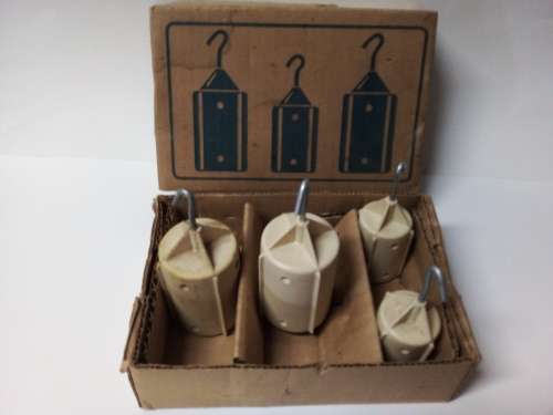 Box with Four Vintage Quite Heavy Hanging Weights
