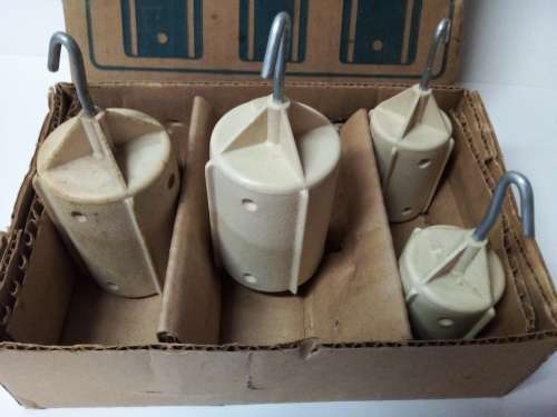 Box with Four Vintage Quite Heavy Hanging Weights