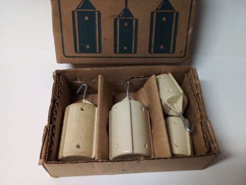 Box with Four Vintage Quite Heavy Hanging Weights