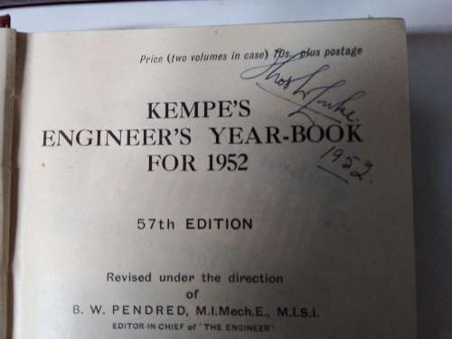 Kempe`s Engineer`s Year Book Vol 1 and 2 1952