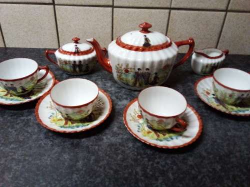 Vintage Japanese Geisha Girls Egg-Shell Tea Set