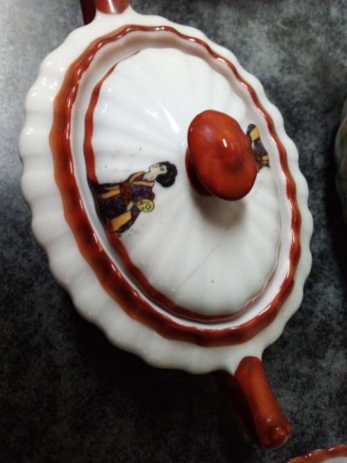 Vintage Japanese Geisha Girls Egg-Shell Tea Set