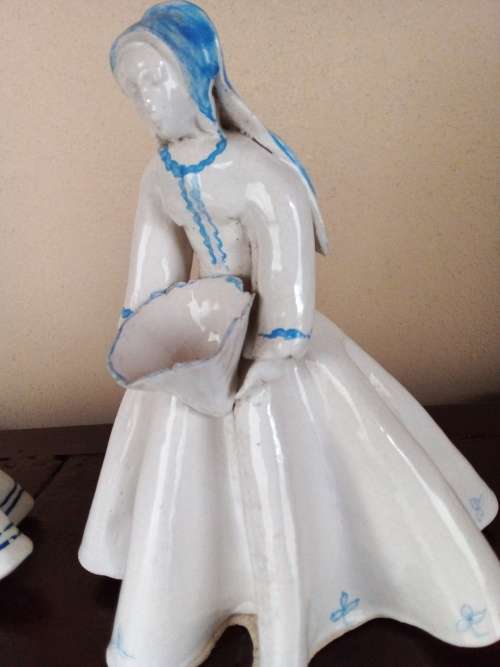 Two Handmade Glazed Pottery Figurines