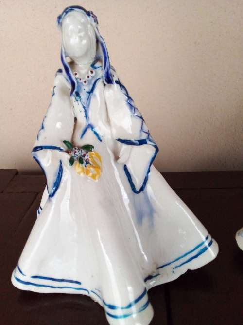 Two Handmade Glazed Pottery Figurines