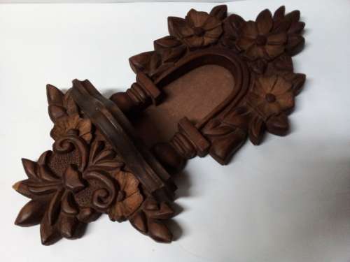 Decorative Carved Wooden Wall Hanging with Small Shelf