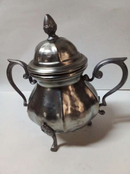 Vintage Pewter Container with Lid from Italy