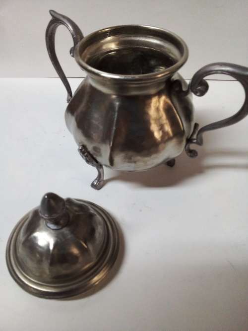 Vintage Pewter Container with Lid from Italy