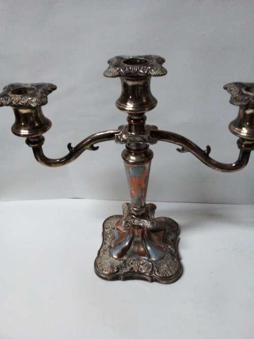 Vintage Solid E.P Zinc Candle Holder