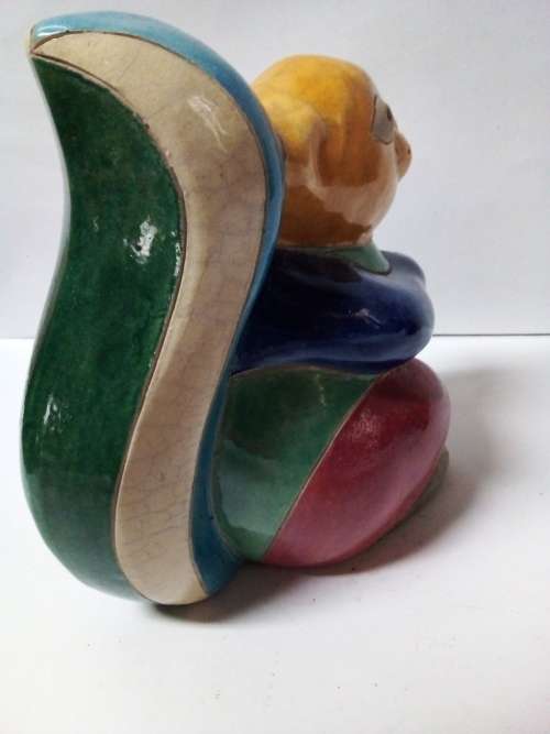 Nice Size Raku Glazed Pottery Squirrel Figurine