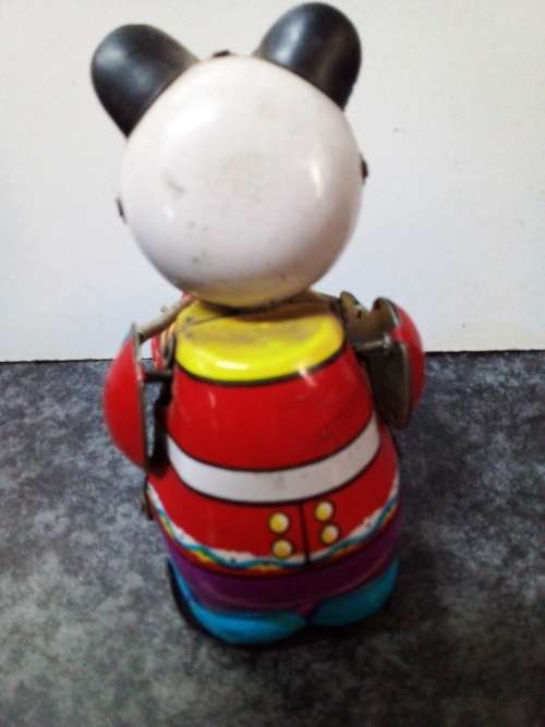 Small Vintage Tinplate Cat Playing Drum