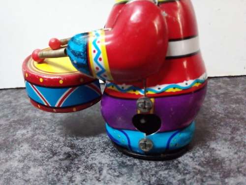 Small Vintage Tinplate Cat Playing Drum