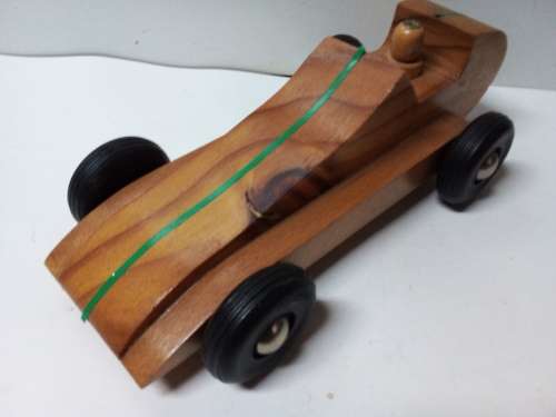 Solid Wood Racing Car Toy with Hard Plastic Wheels