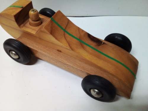Solid Wood Racing Car Toy with Hard Plastic Wheels