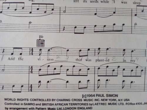 Two Old Music Sheets - Paul Simon and Neil Diamond
