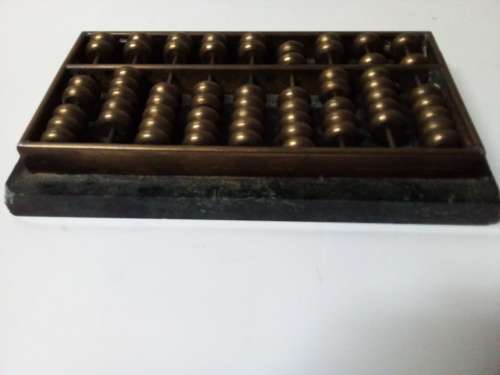 Solid Small Brass Vintage Counting Rack on Marble Base