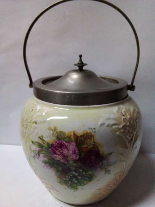 Antique Biscuit Barrel with E.P.N.S Lid