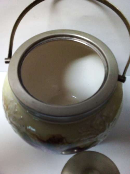 Antique Biscuit Barrel with E.P.N.S Lid