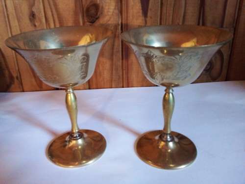 Two Decorative Brass Wine Cups