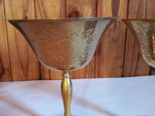Two Decorative Brass Wine Cups