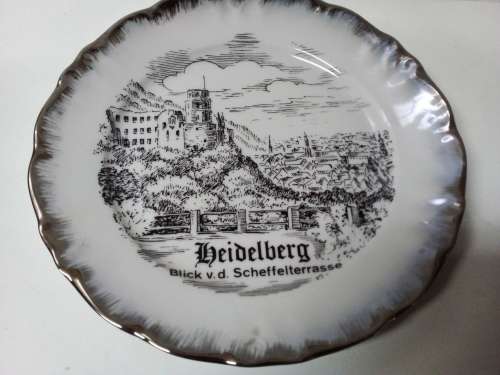 Vintage Bavaria Germany `Heidelberg` Black and White Plate