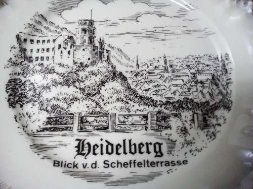 Vintage Bavaria Germany `Heidelberg` Black and White Plate