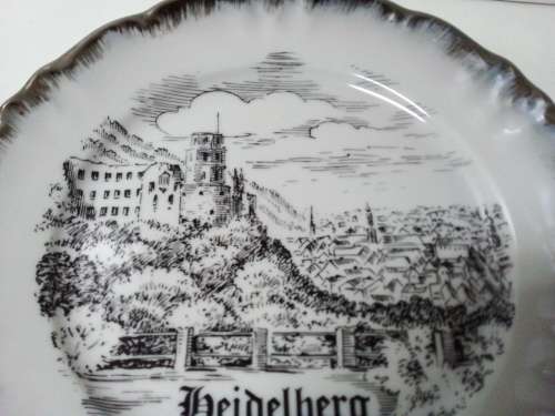 Vintage Bavaria Germany `Heidelberg` Black and White Plate