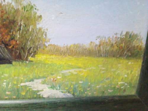 Small Vintage Oil Painting in Wood Frame