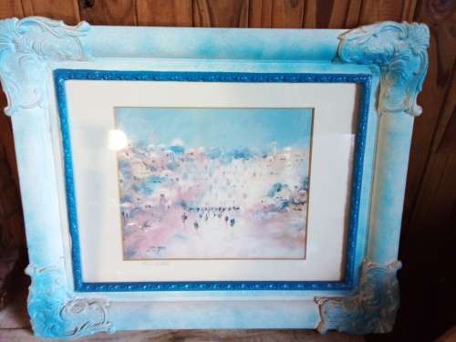 Vintage Frame with Matching Print Behind Glass