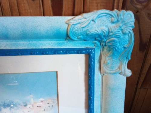 Vintage Frame with Matching Print Behind Glass