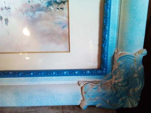Vintage Frame with Matching Print Behind Glass